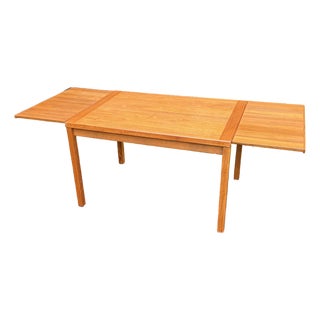 Vintage Mid Century Modern Danish Teak Extendable Dining Table For Sale