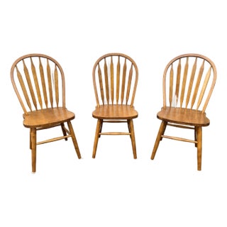 Windsor Style Cherry Dining Chairs- Set of 3 For Sale