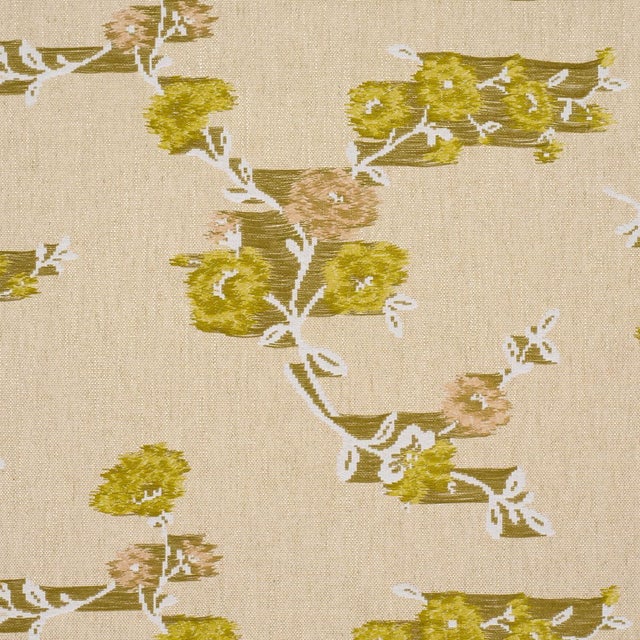 Traditional Sample - Schumacher Trace Of Connection Fabric In Silk Mustard For Sale - Image 3 of 6