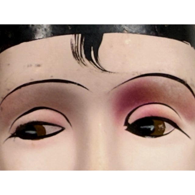 Textile Antique Mannequin Head Hat Stands, Pair For Sale - Image 7 of 12