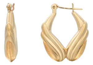 Late 20th Century 14k Yellow Gold Florentine Engraved Hoop Earrings, A Pair