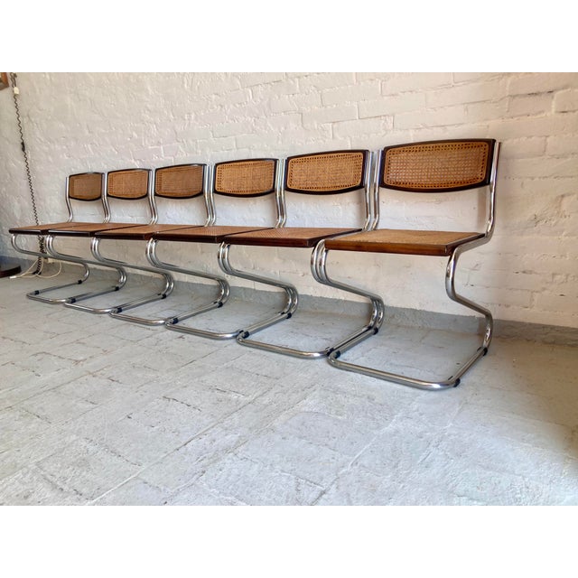 Vintage Cantilever Chairs with Vienna Straw, 1970s, Set of 6 For Sale - Image 15 of 15