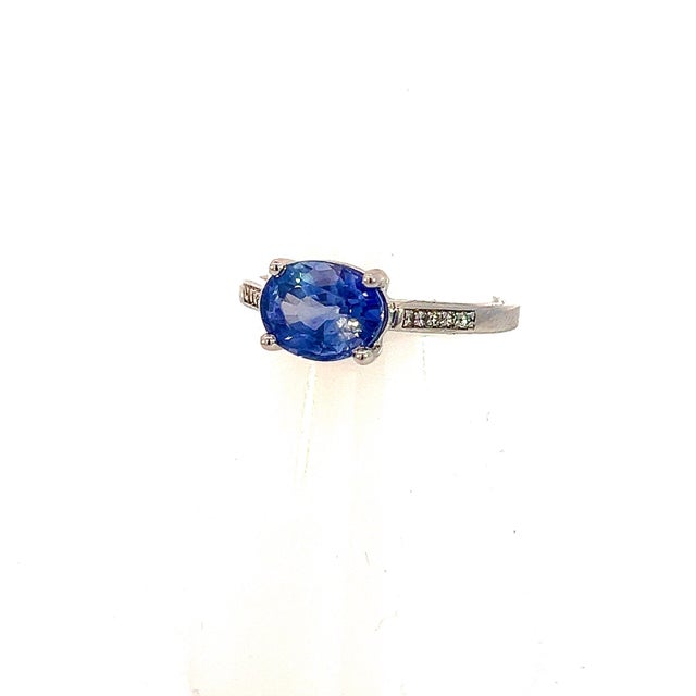 2010s Natural Sapphire Diamond Ring 6.5 14k White Gold 2.36 TCW Certified For Sale - Image 5 of 16