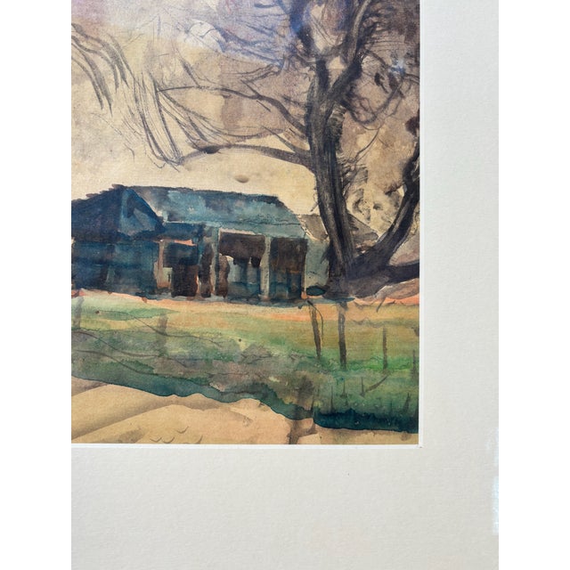 Paul Lauritz Original Watercolor - Rural Landscape With Bare Trees, Early-Mid 20th Century For Sale - Image 10 of 10