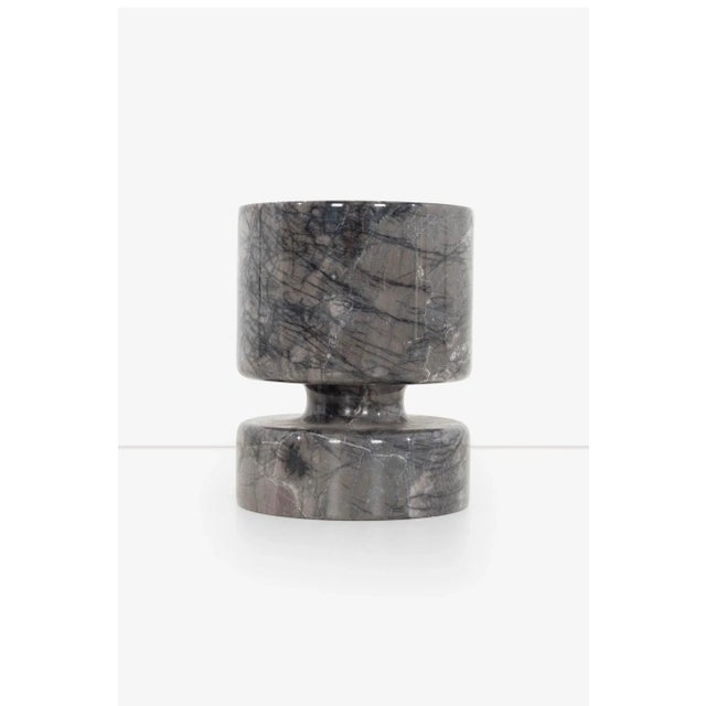 Angelo Mangiarotti Vase for Knoll, Light Grey Marble with Dark Grey veining. [Stamped underside Made in Italy]