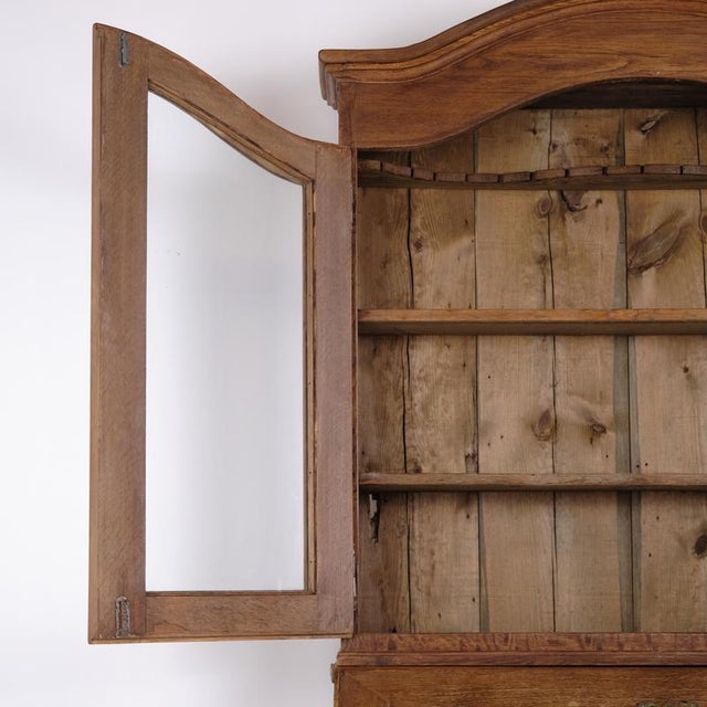 Antique Oak Secretary Desk with Glazed Display Cabinet and Brass Fittings, 1880 For Sale - Image 3 of 17