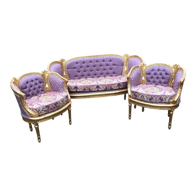 Vintage 1900's French Louis XVI Corbeille Living Room Set ...