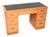Art Deco Satin Birch Leather Top Pedestal Desk, 1930 For Sale