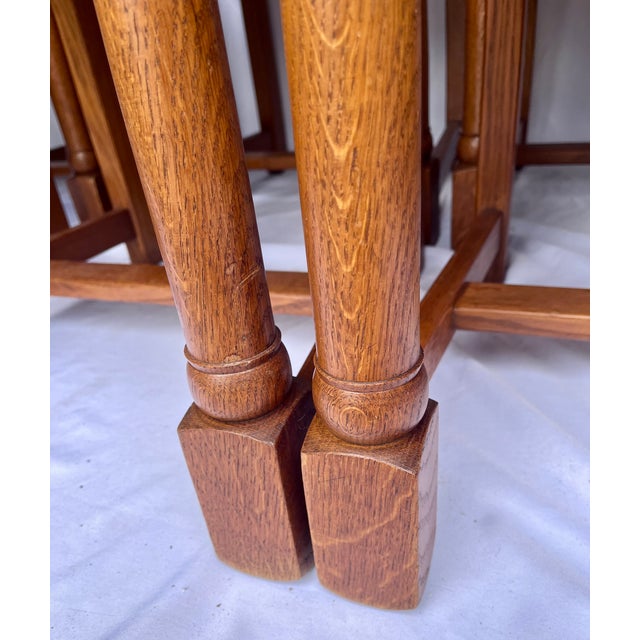 Brown Vintage 1950s French Oak Ladder-Back Rush Seat Chairs - Set of 6 For Sale - Image 8 of 16