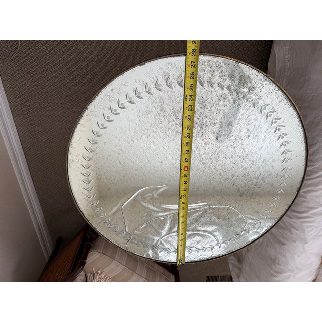 Metal Hollywood Regency Style Gilded Metal & Antiqued Mirror Round Side Table (Attributed to Oly Studio) For Sale - Image 7 of 12