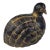Antique Japanese Carved Wood Quail Statue Lacquered Black Gold Accent Bird Decor For Sale