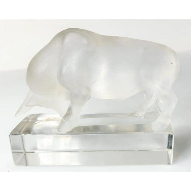 Lalique Late 20th Century French Frosted Glass Bull Figure by Lalique France For Sale - Image 4 of 10