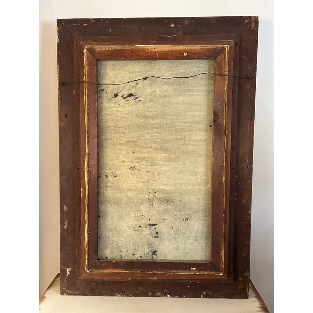 Large Antique Victorian Adirondack Landscape Oil Painting Mountain Lake With Sailboats in Ornate Gold Frame For Sale - Image 9 of 11