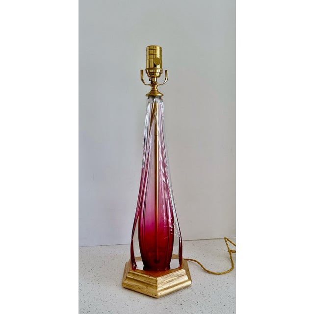 Val Saint Lambert Lamp Ruby Red Crystal Table Lamp For Sale - Image 12 of 12