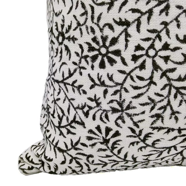 Fabdivine Indian Block Print Cushion Cover 24x24 Inch Off-White Linen- For Sale - Image 4 of 4