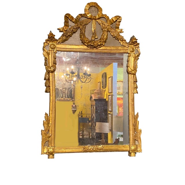 Gold Louis XVI Period Gilt Wood and Polychrome Provincial Mirror For Sale - Image 8 of 9