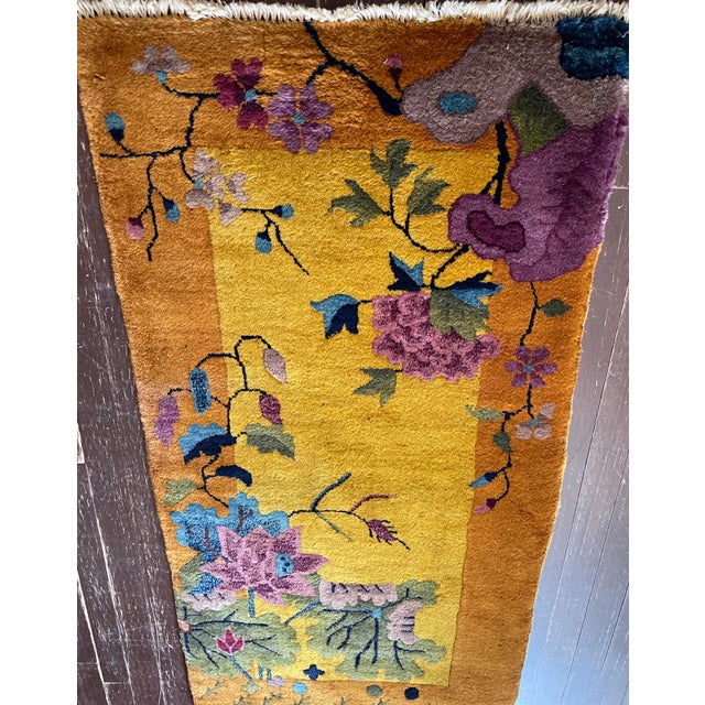 Art Deco Antique Art Deco Chinese Rug, 2' X 4' C-1920, Imperial Garden For Sale - Image 3 of 11