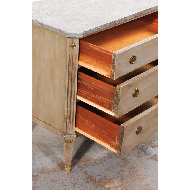Mid 20th Century Mid 20th Century Swedish Gustavian Style Chest W/ Gray Marble Top For Sale - Image 5 of 13