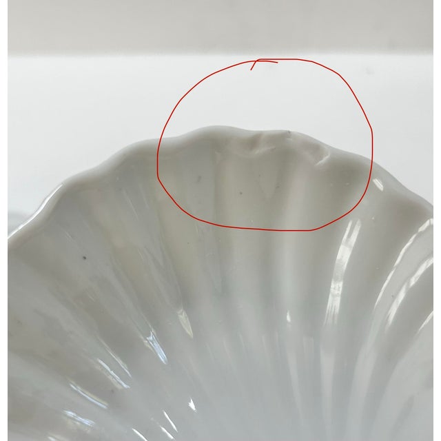 Late 20th Century Vintage Coastal White Porcelain Scallop Shell Appetizer Dishes – Set of 6 For Sale - Image 5 of 5