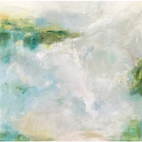 Abstract Large Original Abstract Landscape Painting "Staying on Course" in Blues Greens by Michele Zuzalek For Sale - Image 3 of 10