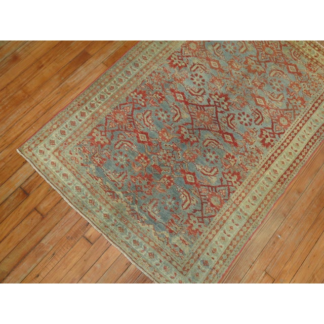 Textile Early 20th Century Blue Persian Malayer Scatter Rug For Sale - Image 7 of 18