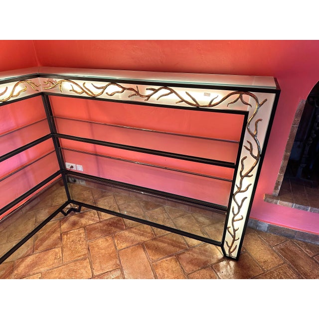 Garouste & Bonetti Style Wrought Iron and Glass Corner Shelves - A Pair For Sale - Image 12 of 12
