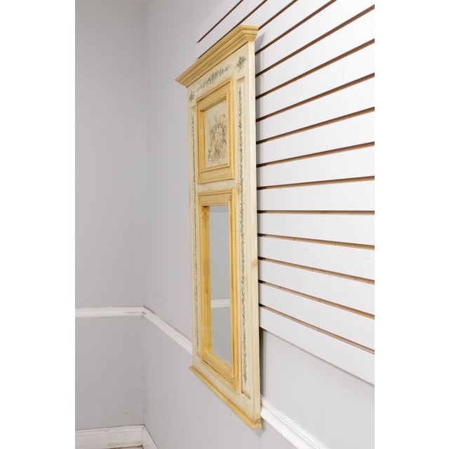 French Country Habersham Crackle Paint Trumeau Mirror For Sale - Image 3 of 18