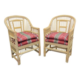 Andre Originals Chinoiserie Style Rattan Chairs - a Pair For Sale