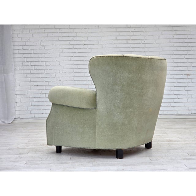 Danish Relax Armchair in Light Green Furniture Velour, 1970s For Sale - Image 9 of 18