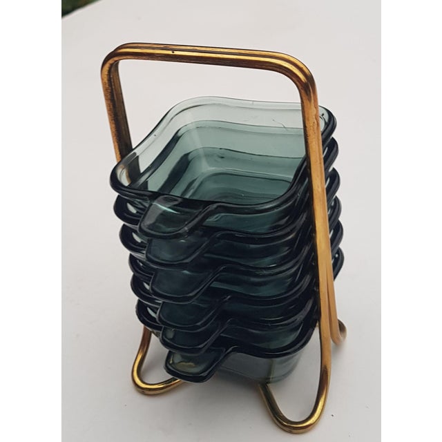 Wilhelm Wagenfeld Bauhaus Ashtray Set with Holder by Wilhelm Wagenfeld for WMF, Set of 7 For Sale - Image 4 of 4