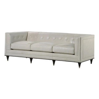 Tuxedo-Arm ‘Wren’ Sofa in Beige Leather by Bill Sofield for Baker Furniture (Two Available) For Sale