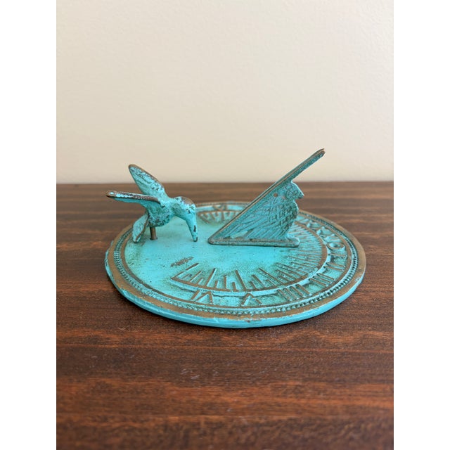 Vintage English Country Iron Verdigris Garden Sundial With Hummingbird For Sale In South Bend - Image 6 of 7