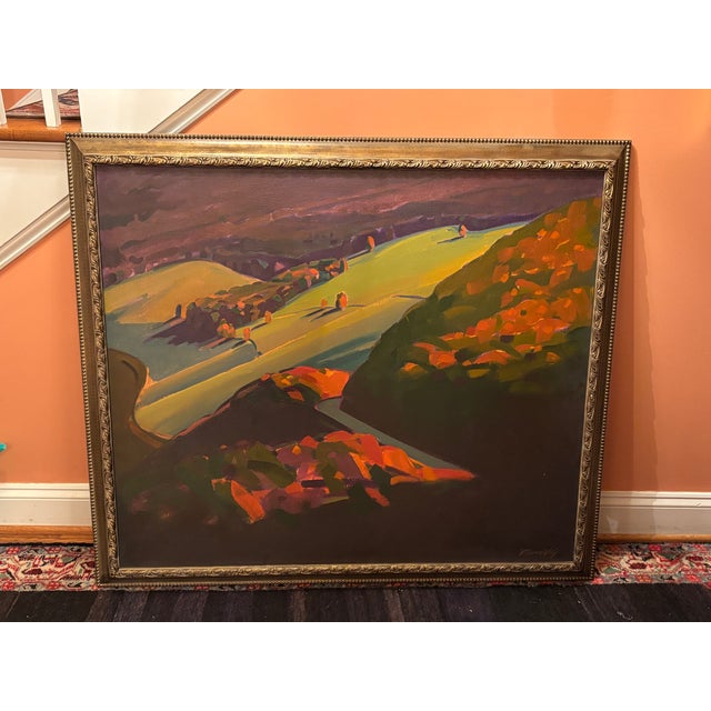 Mid 20th C. American Original Oil on Canvas - Large Mountain Valley Landscape For Sale - Image 14 of 15