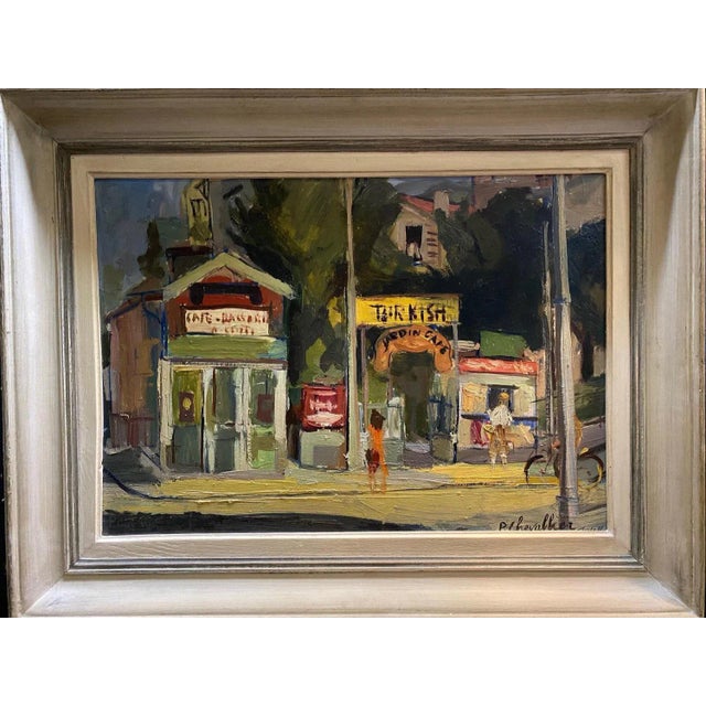 Paul Chevallier, Garden's Coffee, Oil on Wood, 1944 For Sale - Image 8 of 9