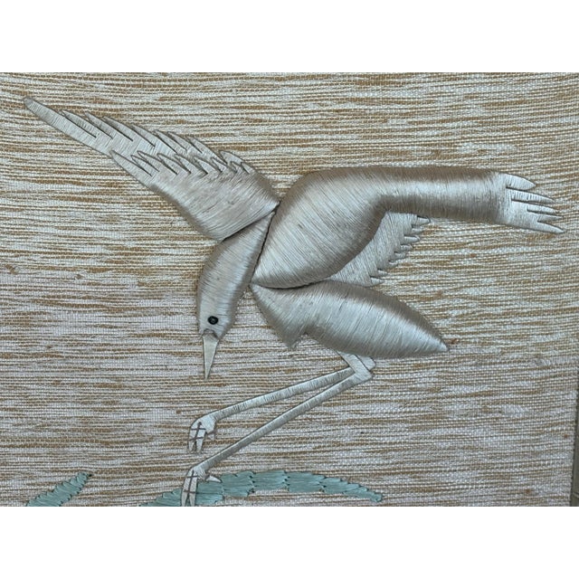 Don Freedman Pair Wall Tapestry Framed Bamboo Woven Textile Silk Art Birds For Sale - Image 12 of 12