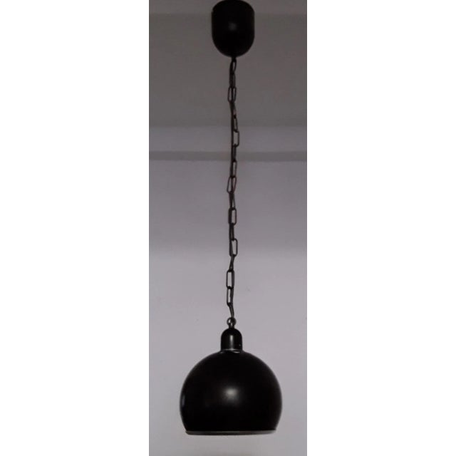 1970s Vintage Pendant Lamp in Black Painted Metal, 1970s For Sale - Image 5 of 5