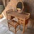 Cane and Bamboo Dressing Table with Oval Mirror and Stool, Set of 2 For Sale - Image 6 of 9