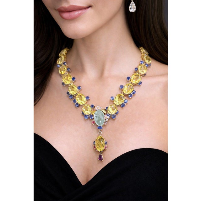 Late 20th Century Bochic Capri Convertible Necklace, 18K Gold & Silver, 74ct Gemstones For Sale - Image 5 of 13