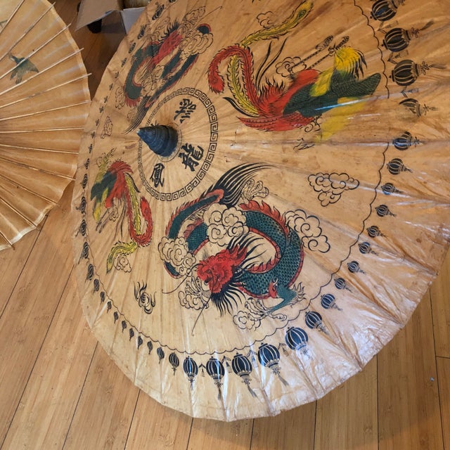 Vintage Asian Paper Umbrellas - a Pair For Sale - Image 9 of 11
