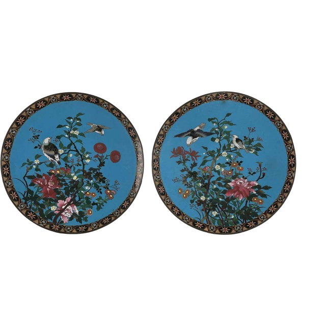 Meiji Japanese Cloisonne Plates, 1868, Set of 2 For Sale