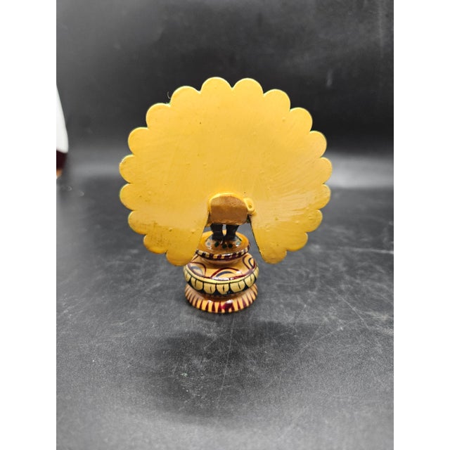English Bhimonee Decor Wooden Dancing Peacock Figurine For Sale - Image 3 of 4
