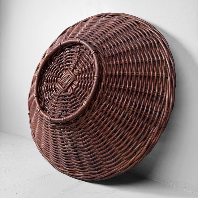 Large Japanese Handwoven Rattan Basket Bowl, 1960s-1970s For Sale - Image 6 of 15
