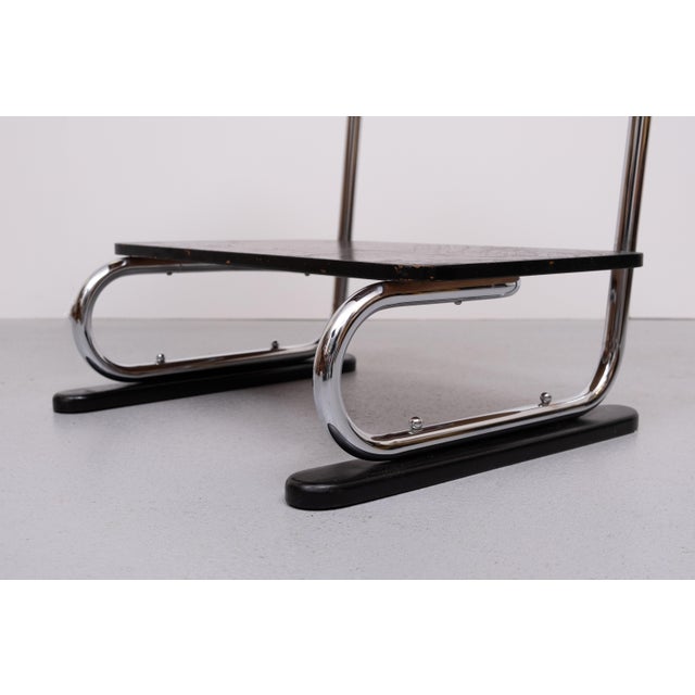 Very nice original Bauhaus Two tier writing table or serving table . Chrome tube frame comes with Black Wooden tops ....