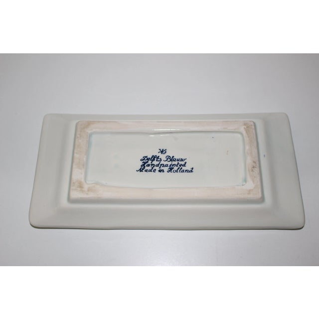 Ceramic Vintage Delft Blue & White Jars & Tray Set- 3 Pieces For Sale - Image 7 of 12