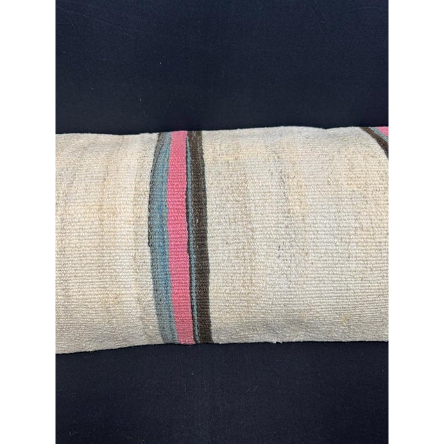 Contemporary Turkish Hemp Pillow Cushion Natural Beige Pink Cushion Cover 14"x40" For Sale - Image 3 of 4