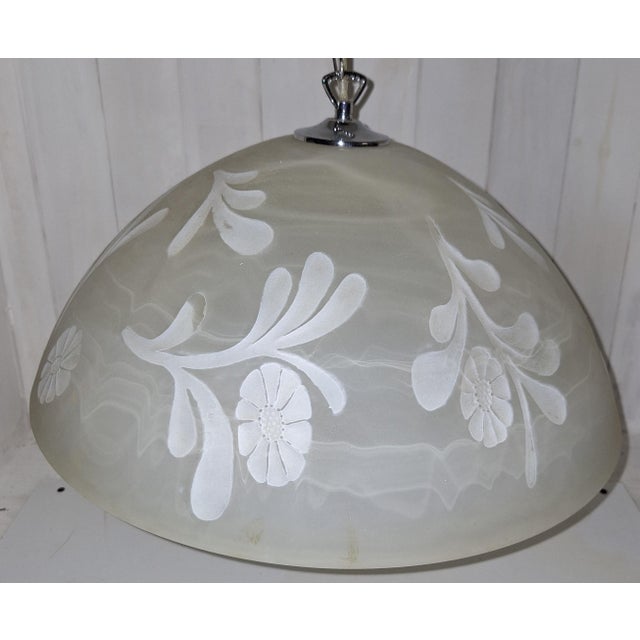 Silver Vintage Ceiling Lamp with a Frosted Glass Shade and Chrome-Plated Metal Frame from Honsel, 2000s For Sale - Image 8 of 10