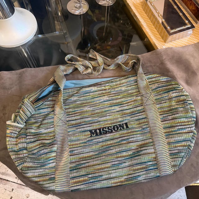A 1990s Iconic Multicolored Tones Bowling Duffel Bag by Missoni For Sale - Image 12 of 17