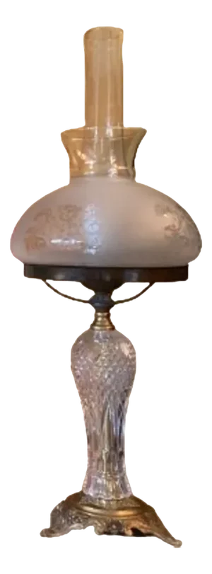 Art Nouveau Table Lamp in Bronze and Cut Glass, 1930