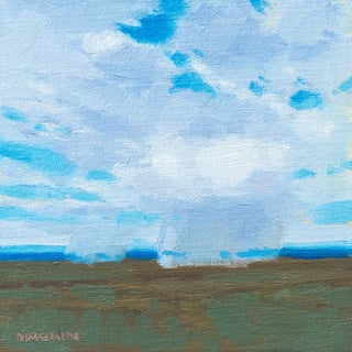 Distant Rains by Michael Magrin | Oil on linen mounted on panel landscape with distant rain clouds For Sale