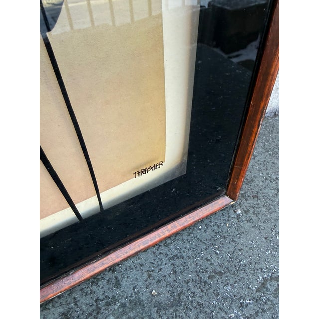 1960s Virgil Thrasher Lucid Lines “Wheat” “Ten Trees” Wall Art - Set of 2 For Sale - Image 4 of 8